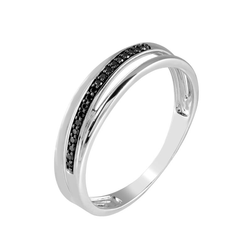Prsteň z bieleho zlata a  čierne diamanty - Image 2